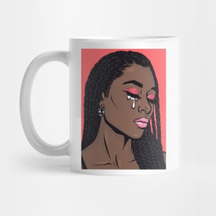 Coral Black Crying Comic Girl Mug